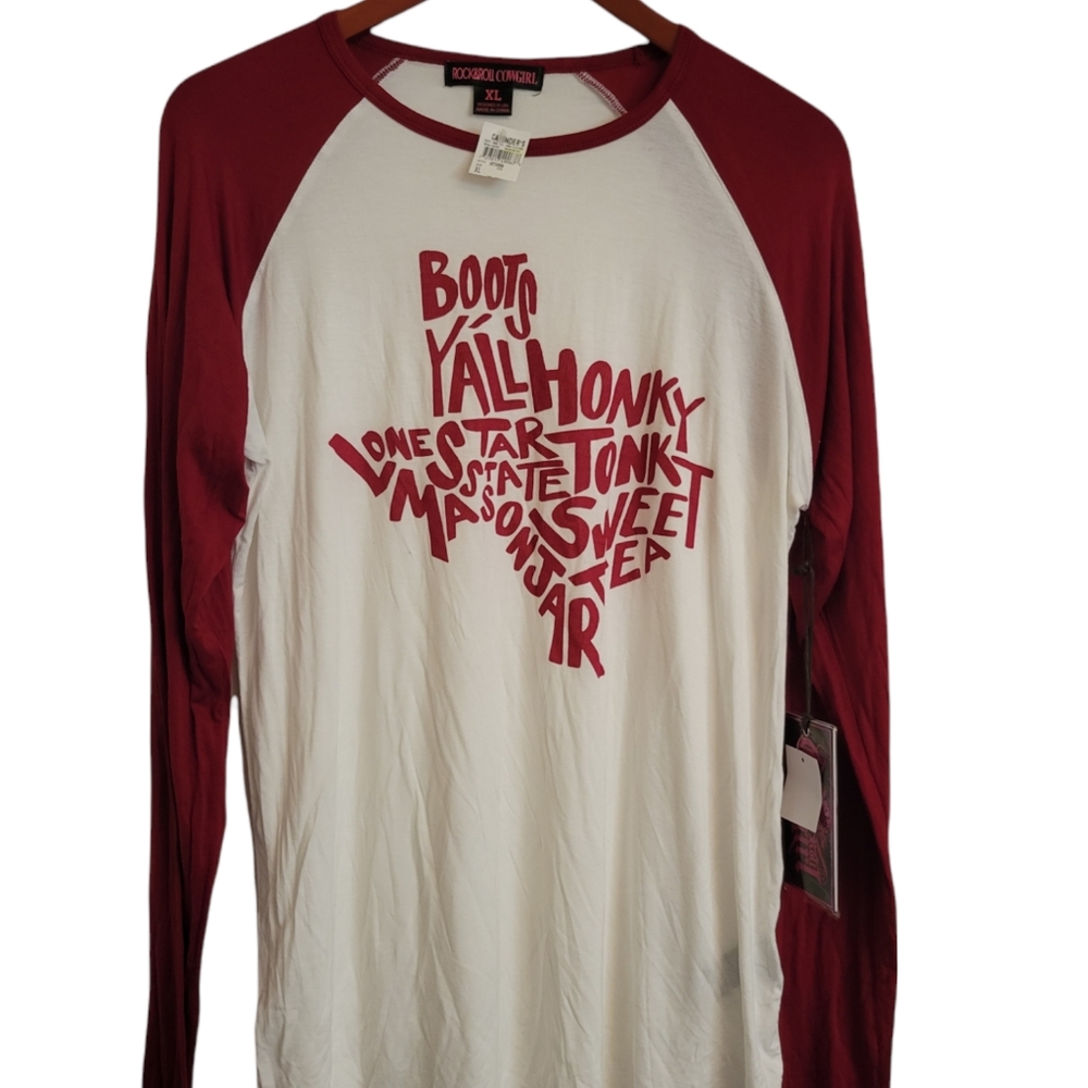 Nwt xl baseball long sleeve rock n roll cowgirl shirt